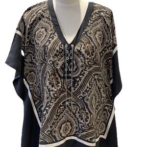 Michael Kors Blue Paisley Silk Scarf Tunic Top - NWT